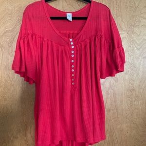 We the Free Red Flowy Top